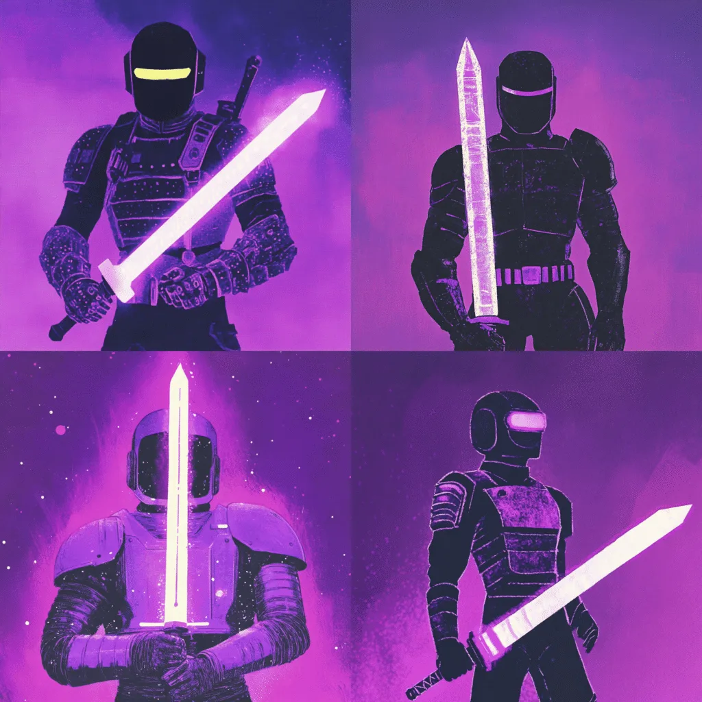 nadwrazliwyai_mysterious_warrior_in_futuristic_armor_glowing_sw_e3213305-76fe-4c20-b644-2946e9963371 - Promptowy SREFs w Midjourney - Co to jest i jak z niego korzystać? 🚀 - ilustracja 8
