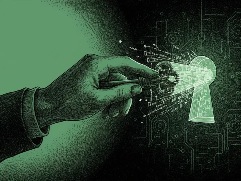 Hand holding a glowing key toward a digital keyhole amid circuit patterns, symbolizing cybersecurity and access control.