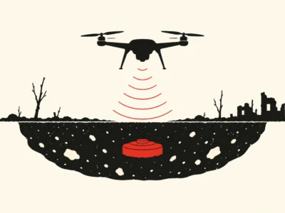 Dron wykrywający obiekt ukryty pod ziemią