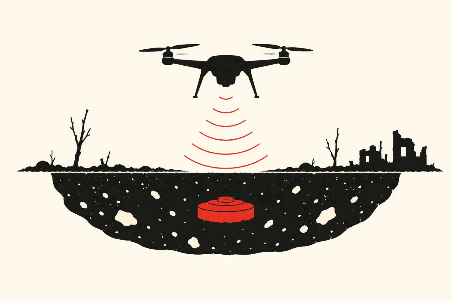 Dron wykrywający obiekt ukryty pod ziemią