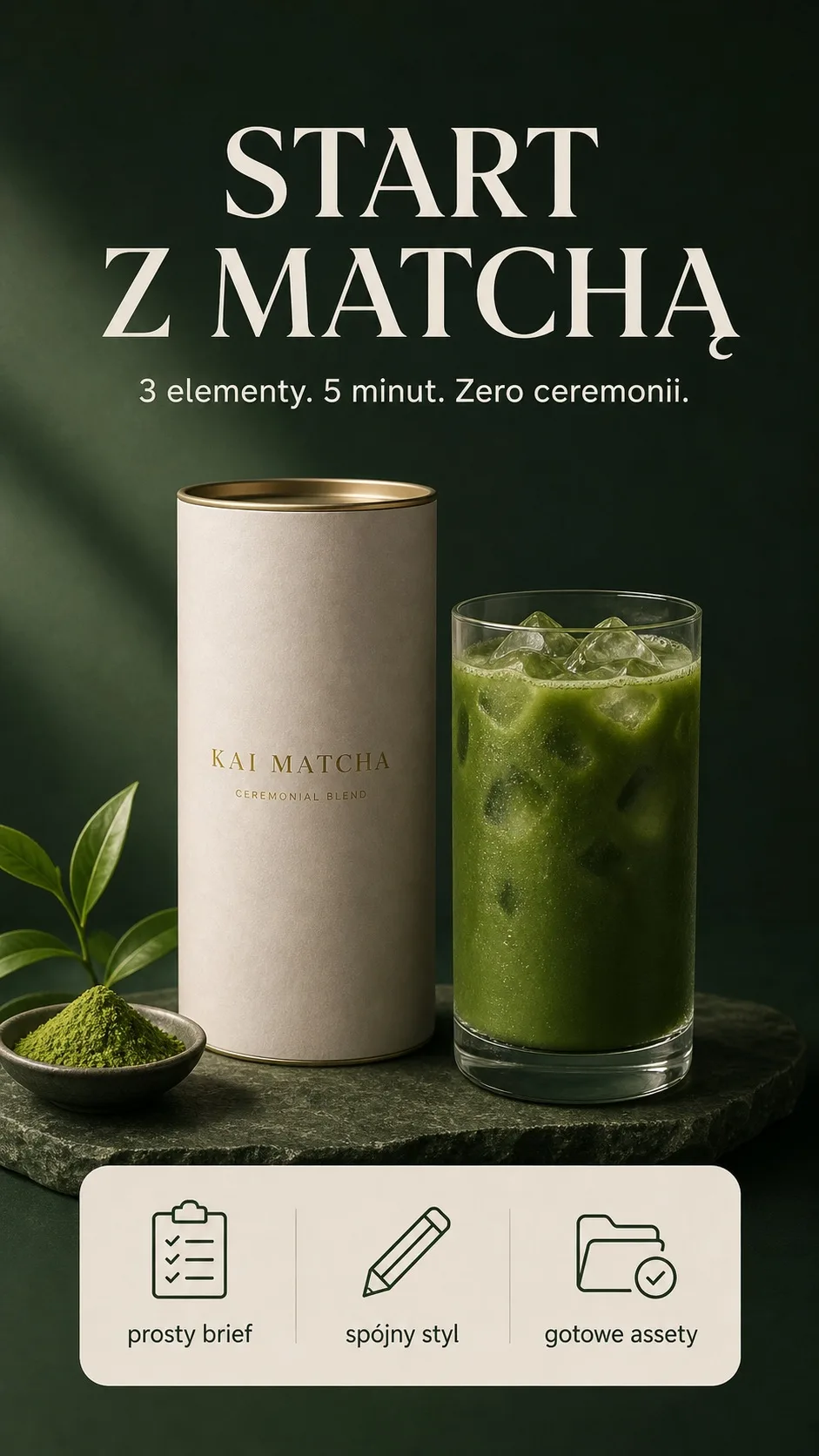 Pionowy format Instagram Stories dla KAI MATCHA.