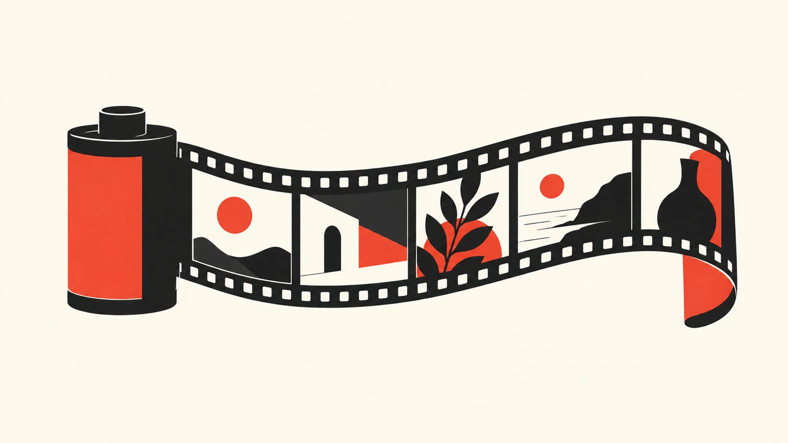 Rolka filmu z trzema różnymi scenami na klatkach
