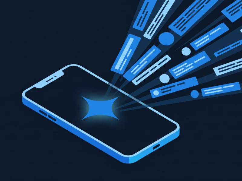 Blue abstract illustration of a smartphone with a glowing starburst and streaming notification bars emanating from the screen.