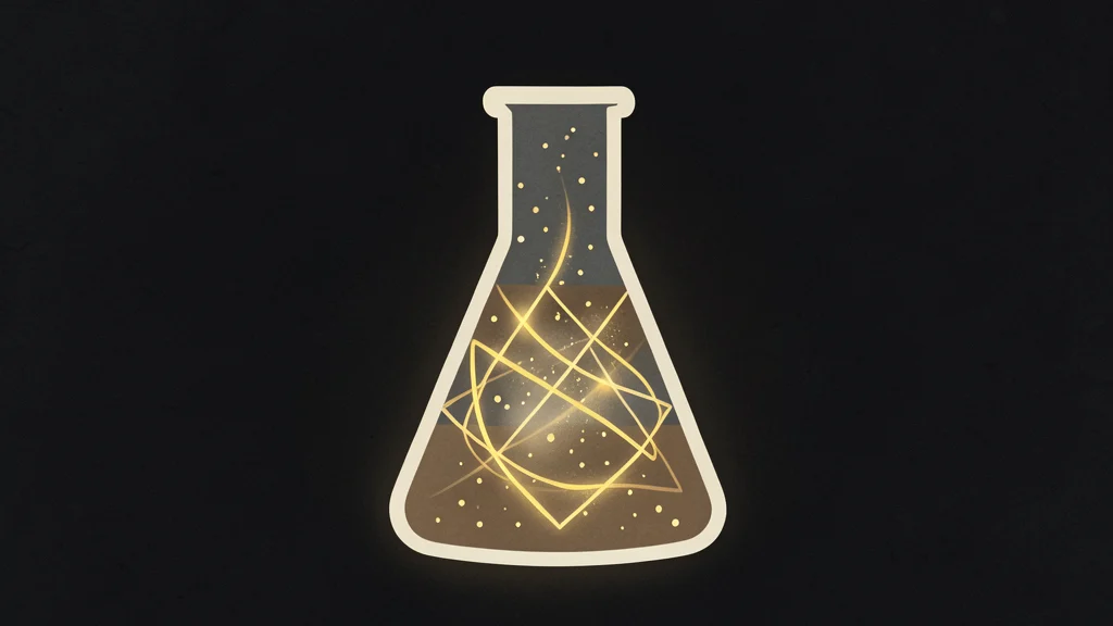 Chemik-AI odkrywa lepszą recepturę Czy maszyny przejmą laboratoria farmaceutyczne - Promptowy Glowing neon Erlenmeyer flask with golden geometric shapes inside against a dark background.