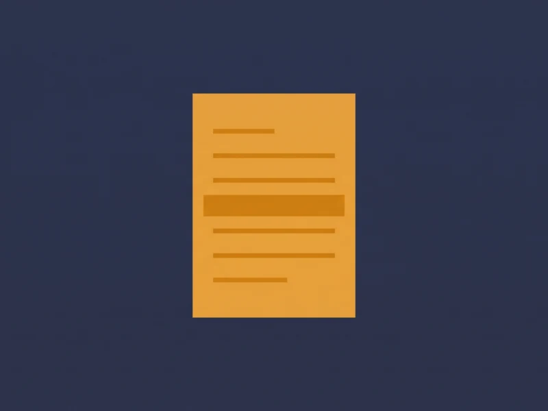 Orange sheet of paper with horizontal lines representing text, centered on a dark blue background