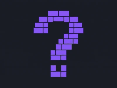 Abstract pattern of purple square bricks forming a curved diagonal on a dark background.