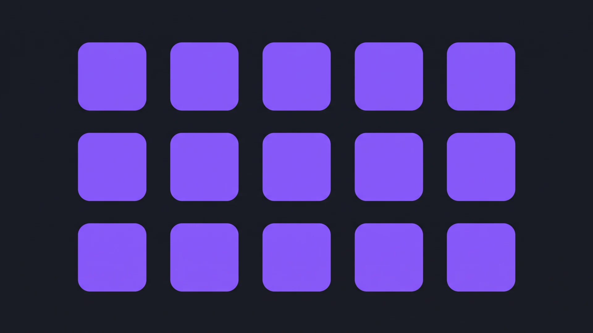 Grid of purple rounded-rectangle tiles on a dark background, arranged in rows and columns (five across).