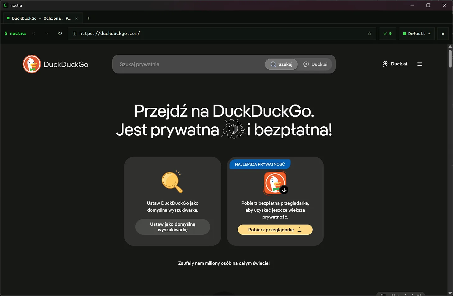 Noctra - przeglądarka z blokerem
