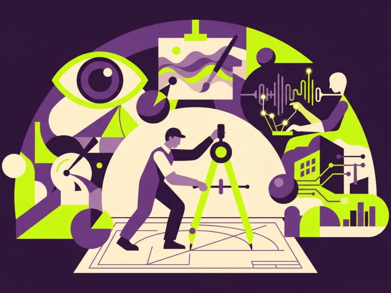 Abstract illustration of scientists, data charts, and circuits inside a stylized brain symbolizing collaborative science and AI research.