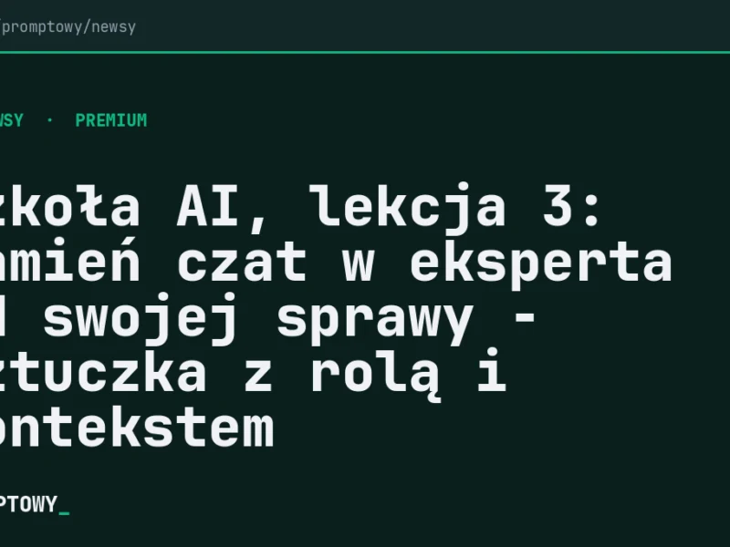 Szkoła AI, lekcja 3: Zamień czat w eksperta od swojej sprawy - sztuczka z rolą i kontekstem