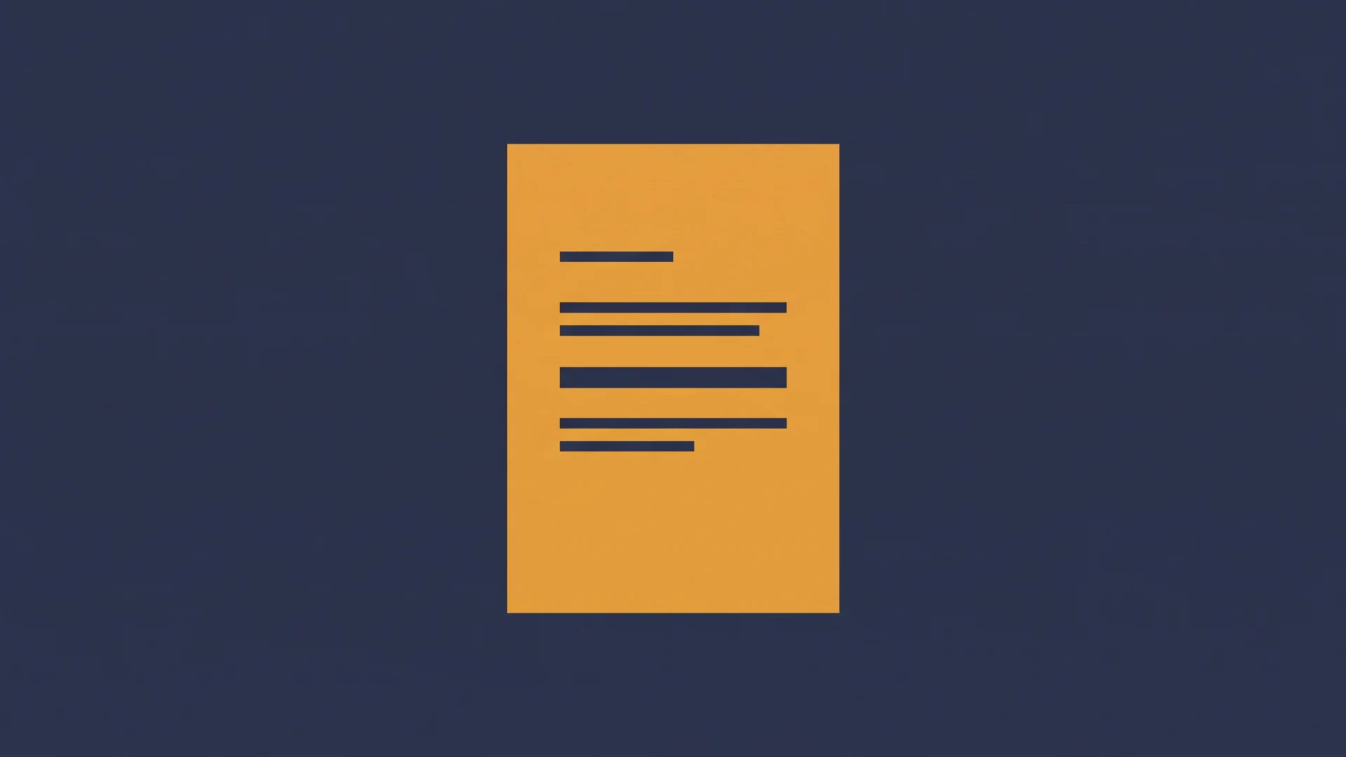 Orange document icon with several dark lines representing text on a dark blue background