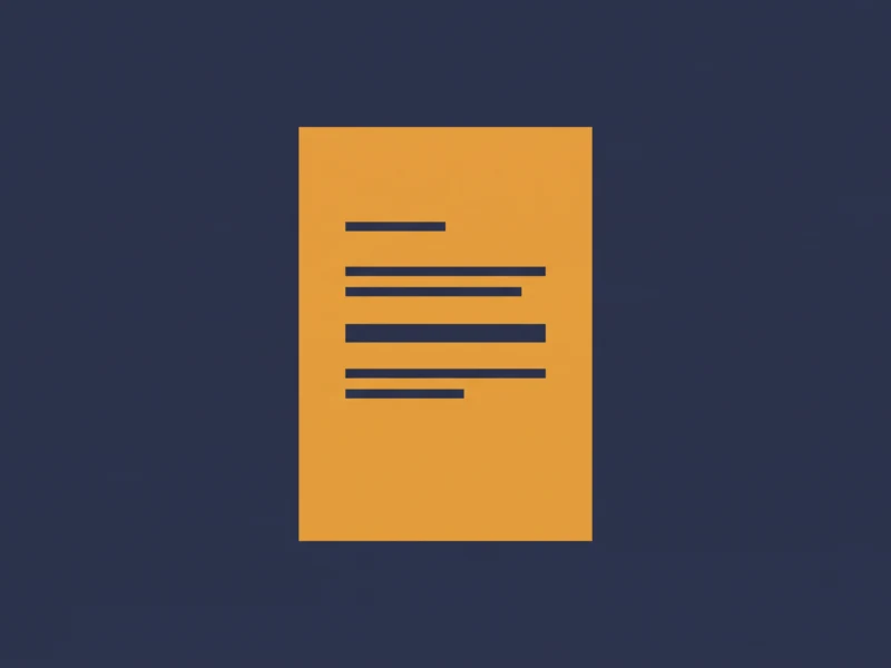Orange document icon with several dark lines representing text on a dark blue background