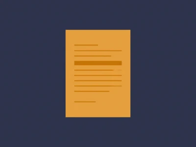Orange document with several lines of text on a dark blue background, centered on screen.