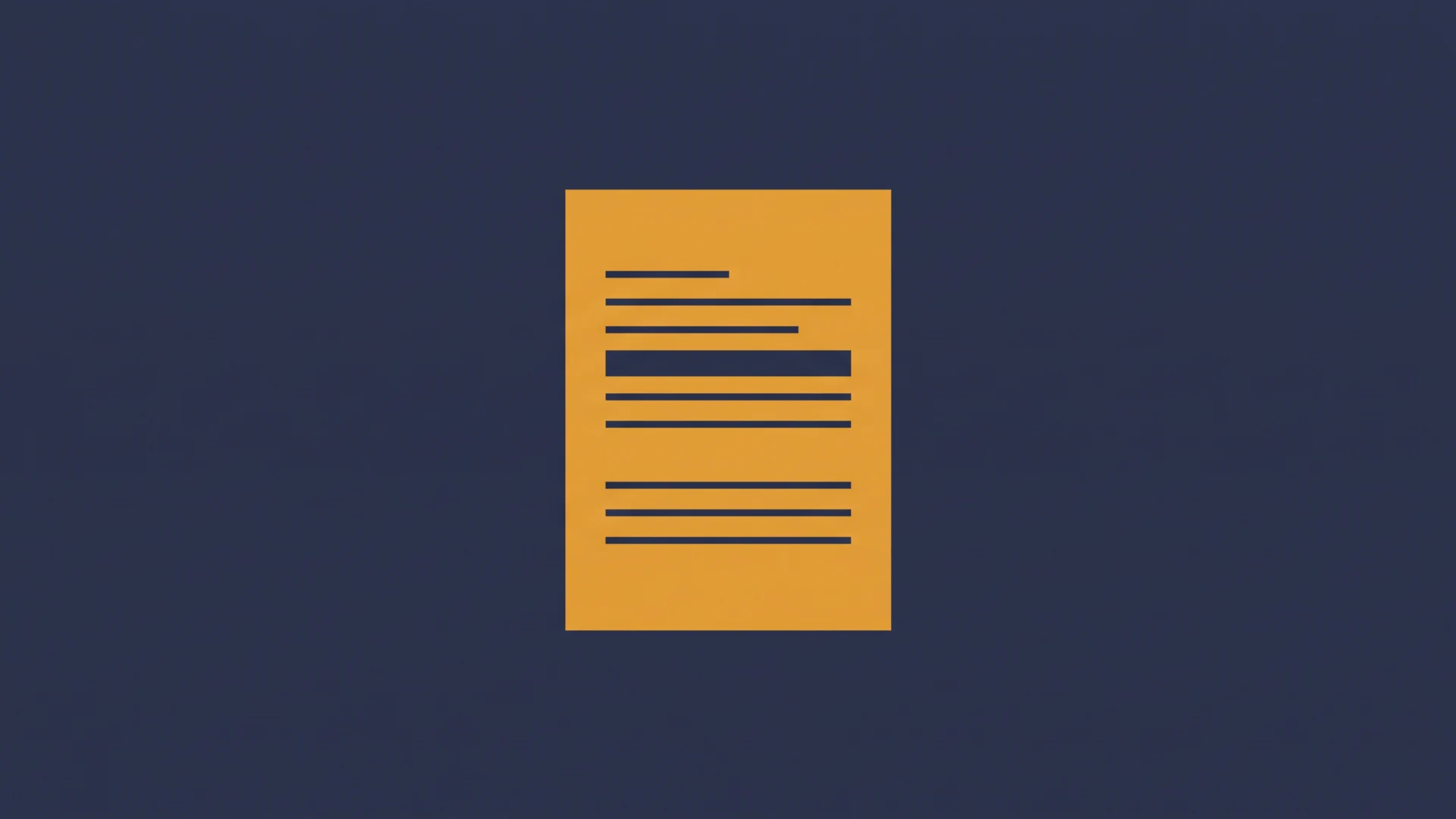 Orange document with several black text lines on a dark blue background, representing a page of writing