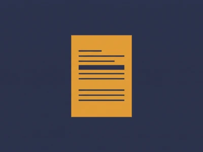 Orange document with several black text lines on a dark blue background, representing a page of writing