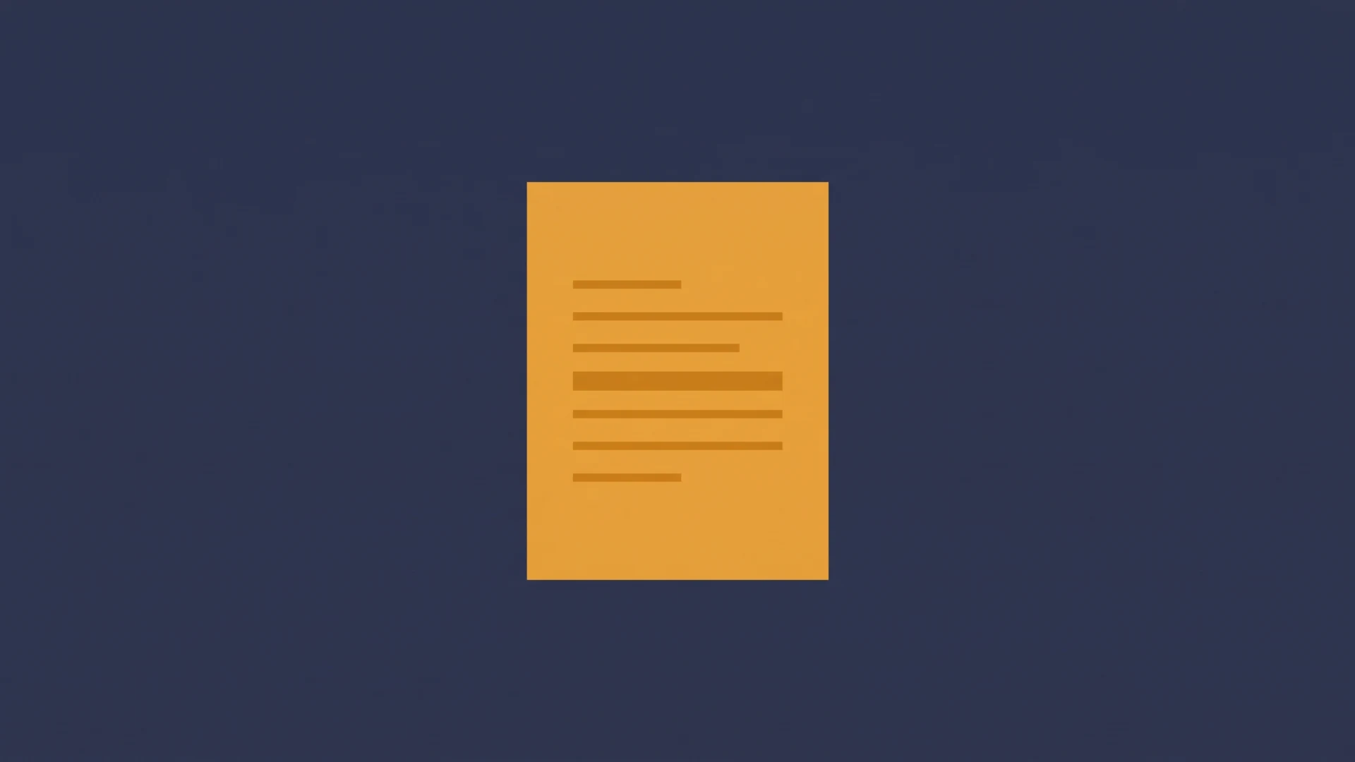 Orange document icon with horizontal lines representing text on a dark blue background (centered)