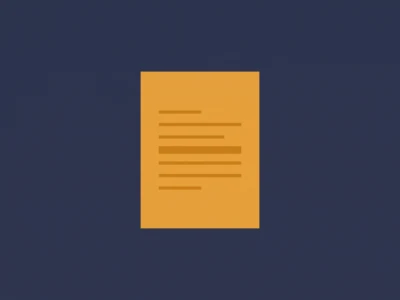 Orange document icon with horizontal lines representing text on a dark blue background (centered)