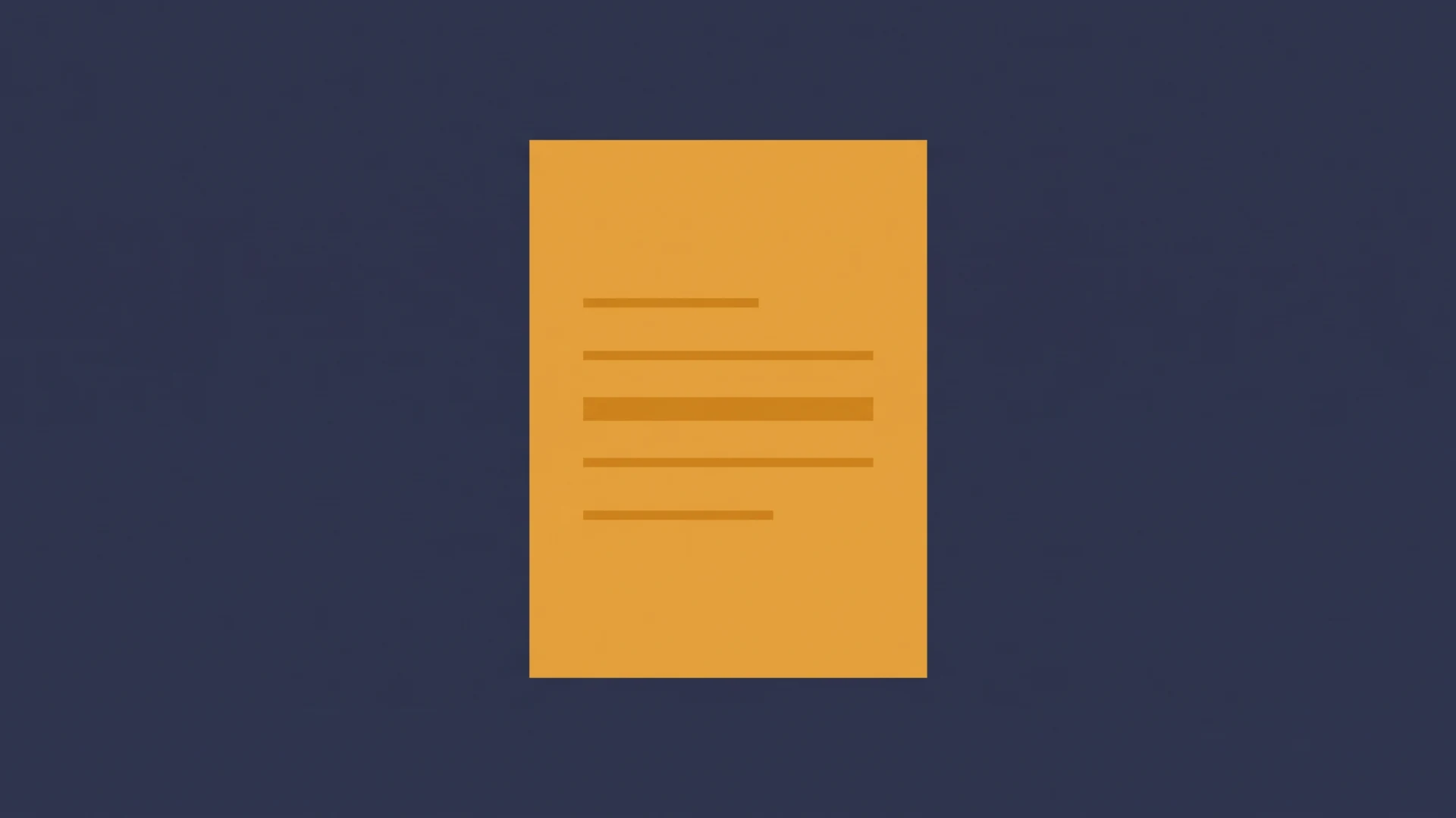 Orange sheet of paper with several horizontal lines on a dark blue background, representing a document.