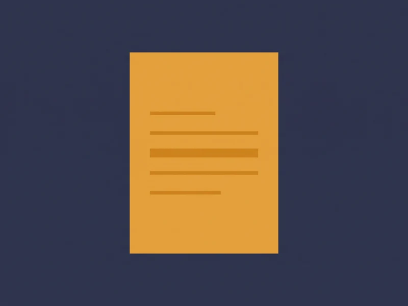 Orange sheet of paper with several horizontal lines on a dark blue background, representing a document.