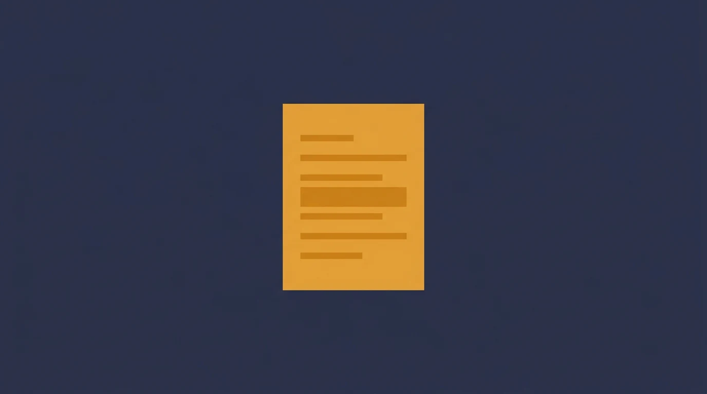 Orange document icon with horizontal lines representing text on a dark blue background