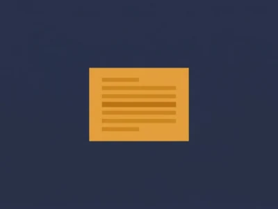 Orange rectangle representing a document with multiple horizontal lines of text on a dark blue background, centered on the page.