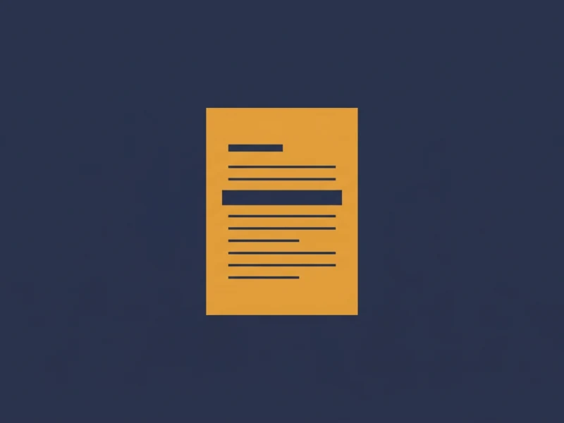 Yellow document icon with lines representing text on a dark blue background. A simple document illustration (orange sheet) centered on a navy backdrop.