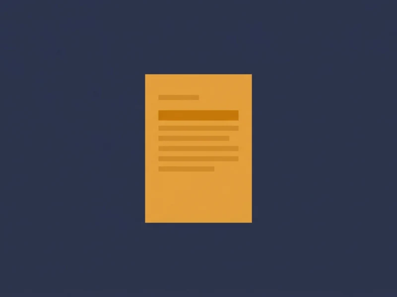Orange sheet/document with several lines of text centered on a dark blue background (informational image)