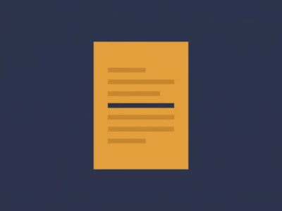 Orange document or note with multiple orange lines of text, centered on a dark blue background.