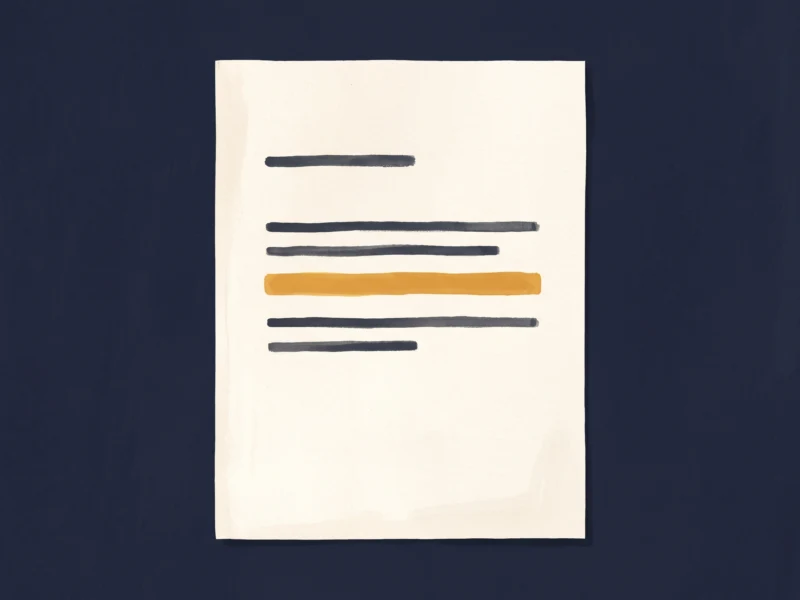 White sheet with several horizontal lines (four dark lines and one orange line) on a dark blue background.