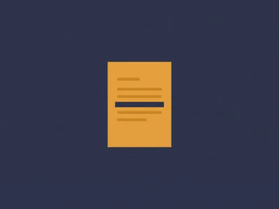 Orange document icon with lines of text on a dark blue background, centered in the image.