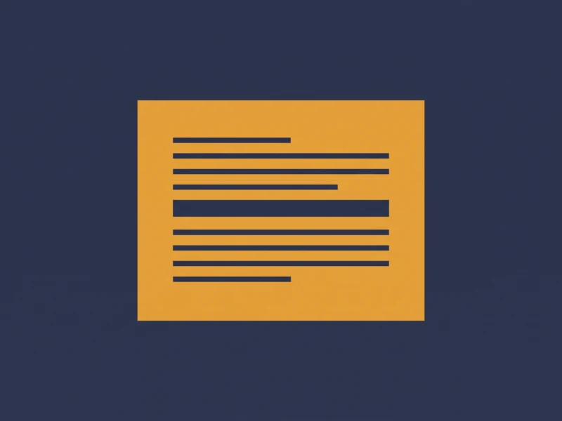 Orange document with multiple dark blue text lines on a dark navy background