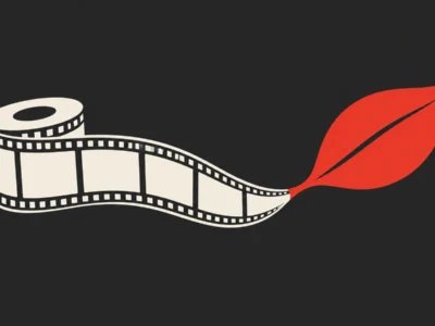 Taśma filmowa przechodząca w czerwone pióro - Promptowy Taśma filmowa przechodząca w czerwone pióro
