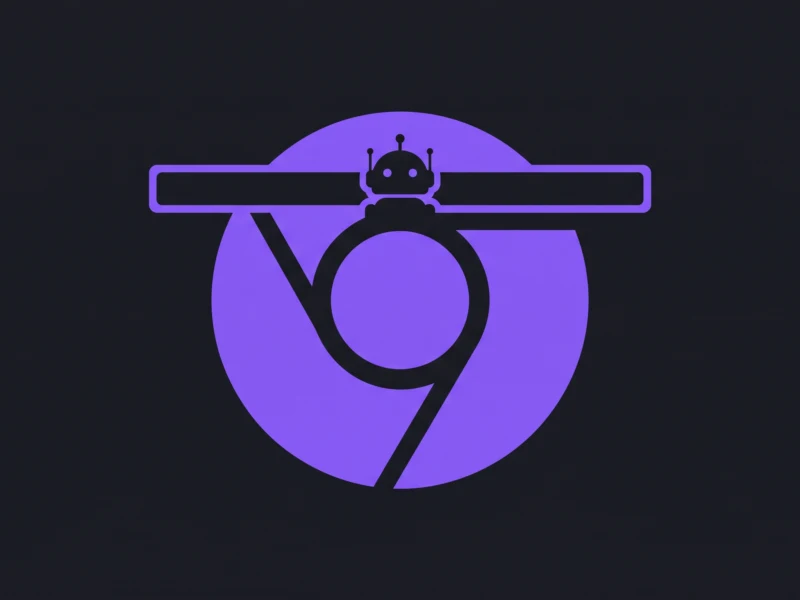 Purple no-robot symbol: a robot head atop a horizontal bar inside a circular prohibition sign on a dark background