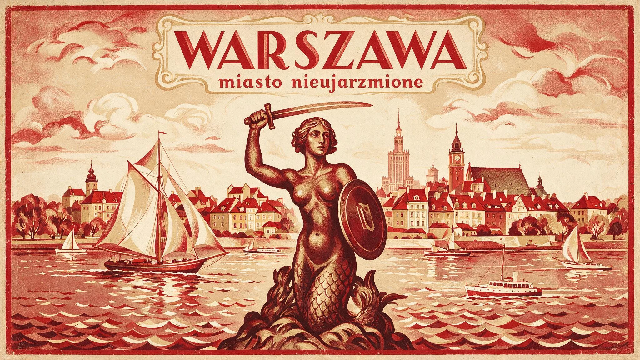 Plakat art deco: Warszawa, miasto nieujarzmione