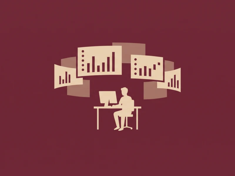 Silhouette of a person working at a desk with a computer, surrounded by floating charts and graphs.
