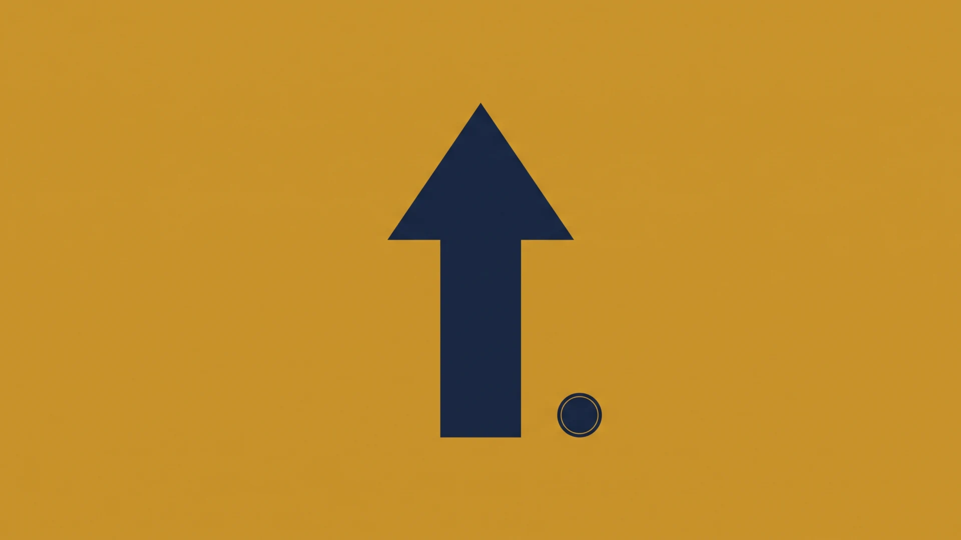 Blue upward-pointing arrow on a mustard background, with small circular accent below to the right (scroll-to-top indicator).