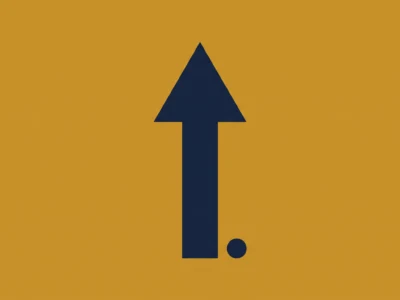 Arrow pointing upward on an orange background, suggesting to scroll to the top of the page.