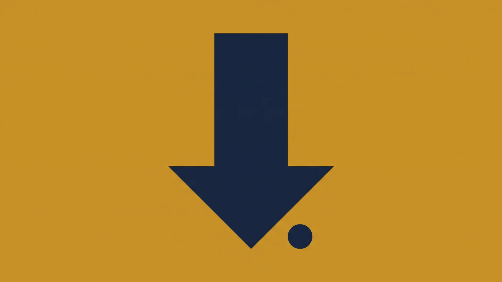 Large navy downward arrow on an orange background, suggesting to scroll down or continue.