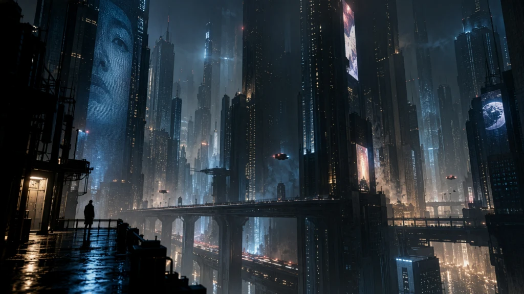 Scena w konwencji cyberpunkowej
