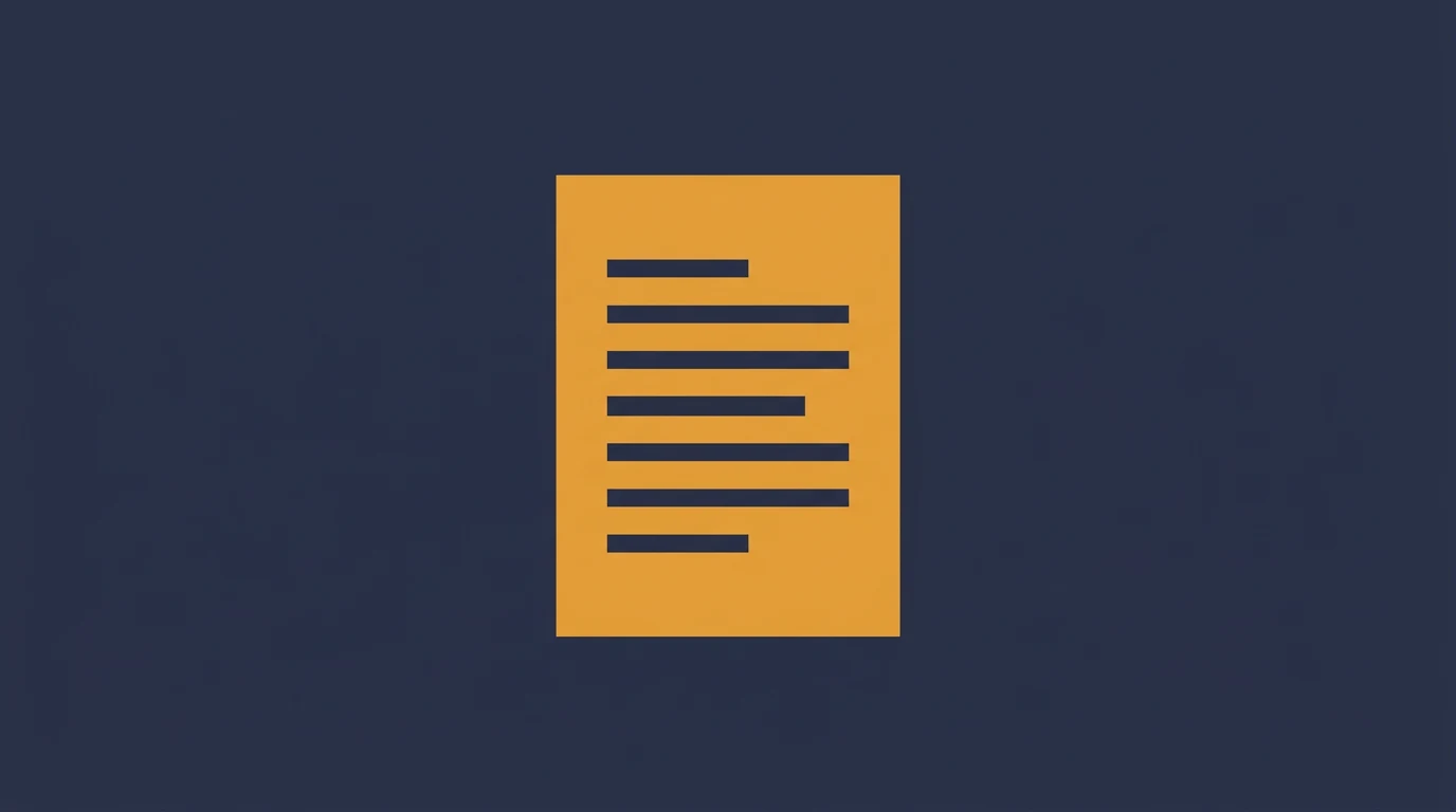 Orange document icon with horizontal lines on a dark blue background.