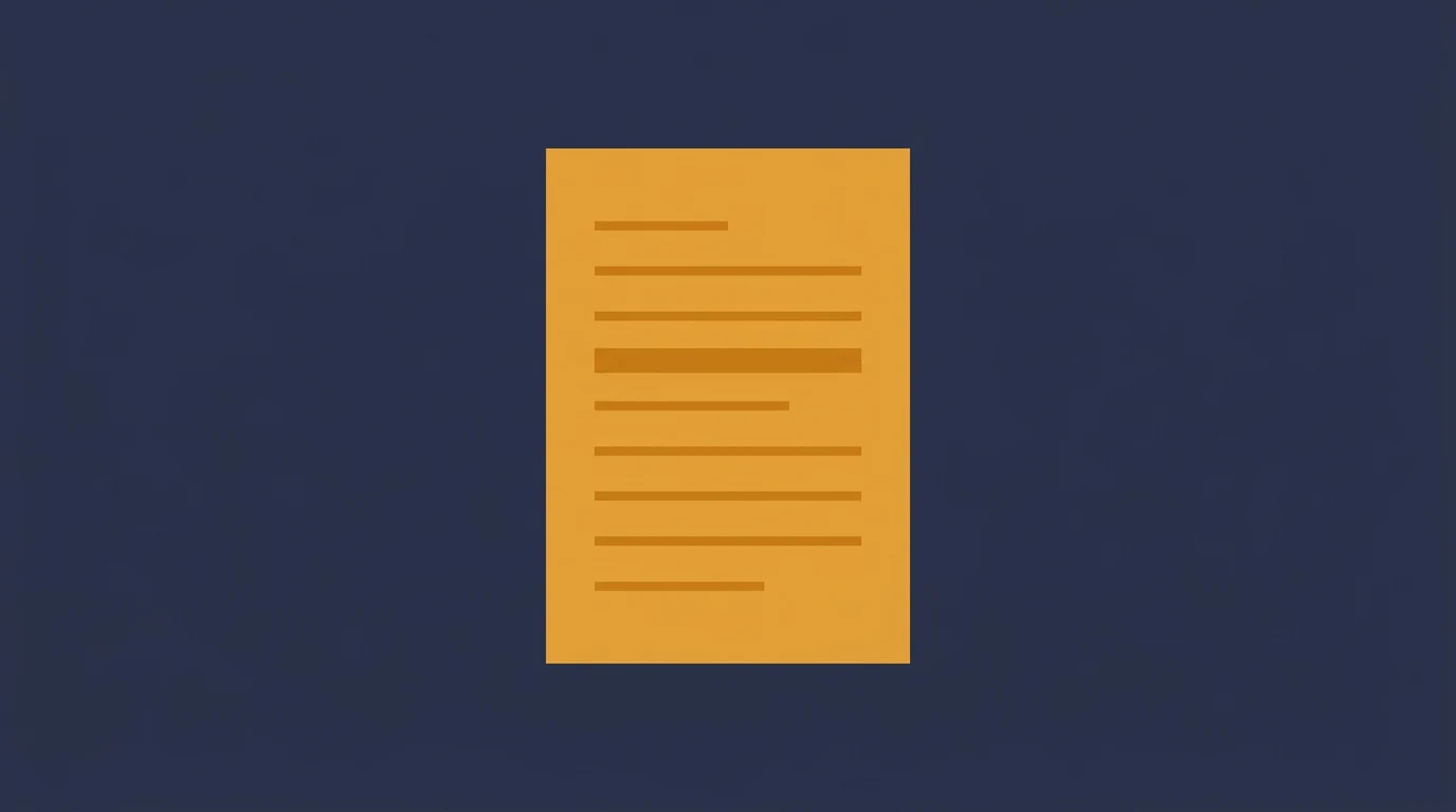 dokument-zrodlowy-17 - Promptowy Orange sheet of paper with horizontal lines centered on a dark blue background, representing a document or note.