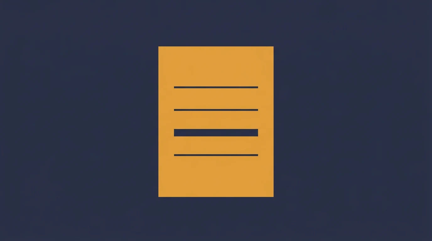 dokument-zrodlowy-20 - Promptowy Orange document icon with four lines on a dark blue background.