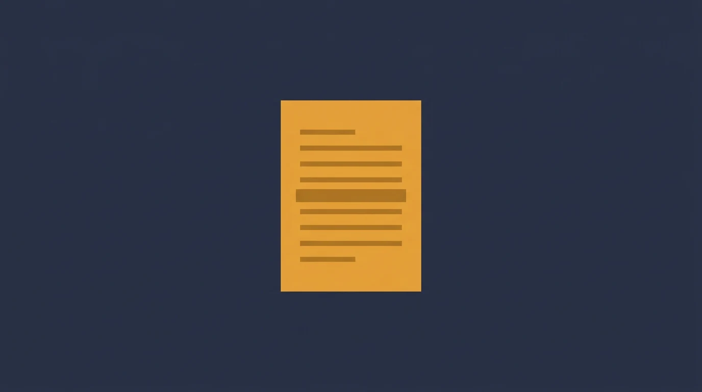 dokument-zrodlowy-21 - Promptowy Orange document icon with lines representing text centered on a dark blue background.