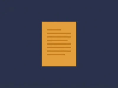 dokument-zrodlowy-3 - Promptowy Orange document icon with horizontal lines representing text, centered on a dark blue background.