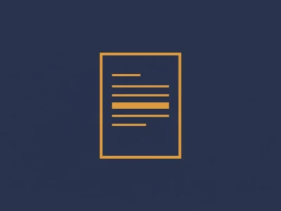 dokument-zrodlowy-5 - Promptowy Orange outline of a simple document with lines representing text, centered on a dark blue background