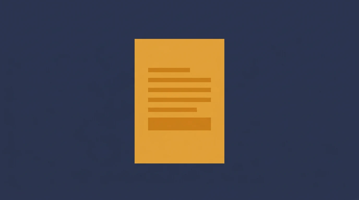 Orange document icon with lines representing text on a dark blue background