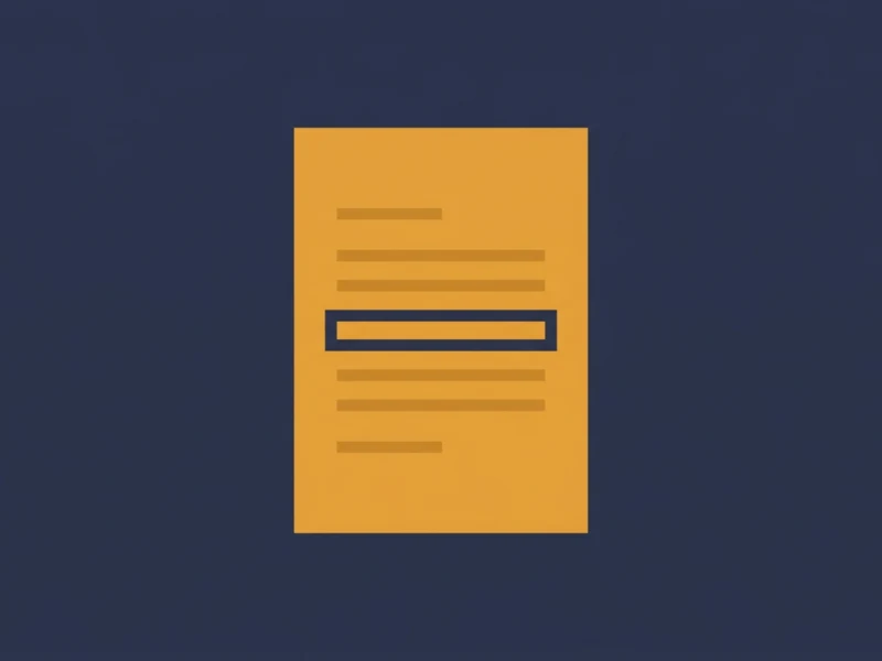 Orange document icon with several text lines and a central dark rectangular button on a navy background.
