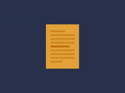 Orange document icon with lines of text on a dark navy background