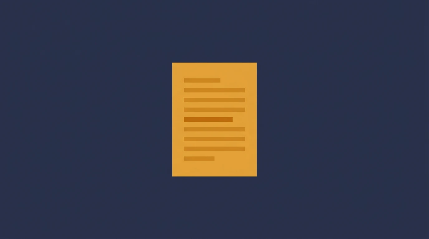 Orange document icon with lines of text on a dark navy background