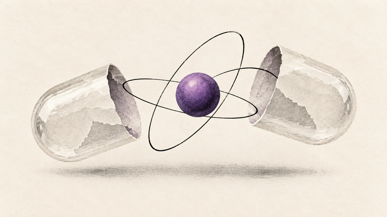 Kapsułka leku połączona z orbitą - ilustracja AI